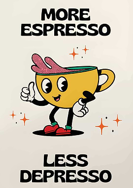 More Espresso Less Depresso Cartoon