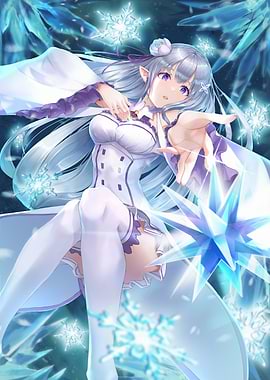 Emilia Re:Zero Anime Character Art