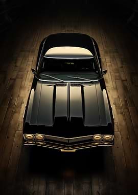 Classic Black Car Top View