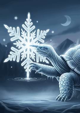 Turtle Snowflake Winter Landscape