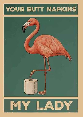 Flamingo Toilet Paper Funny Art