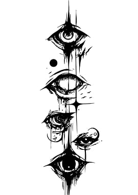 Abstract Eyes Black and White Art