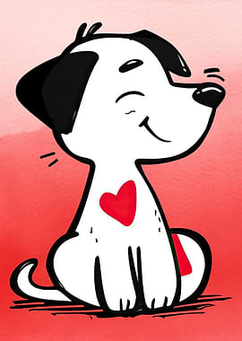 Cartoon Dog with Heart
