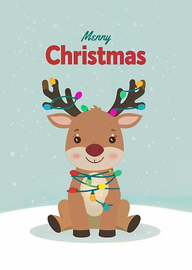 Merry Christmas Reindeer with Lights