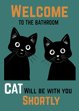 Welcome to the Bathroom Cat Art