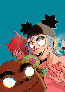Gorillaz Band Cartoon Art