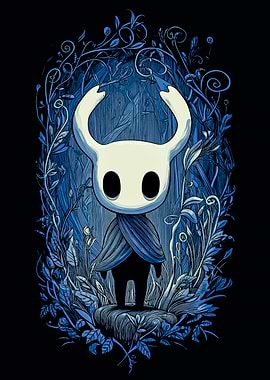 Hollow Knight in Blue Floral Frame