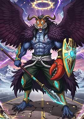 Tiger-Headed Winged Warrior Spear