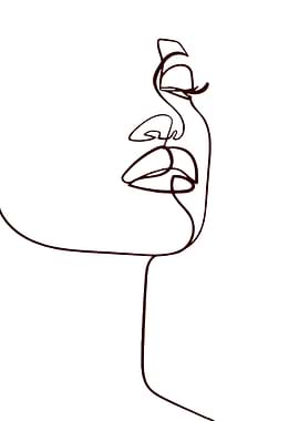 Abstract Line Woman Face Wall Art Modern Minimalist
