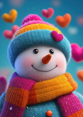 Cute Snowman with Hearts