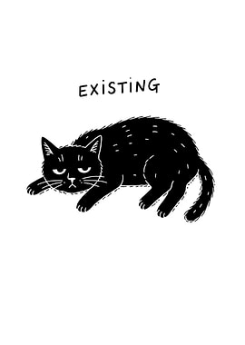 Existing Black Cat Illustration