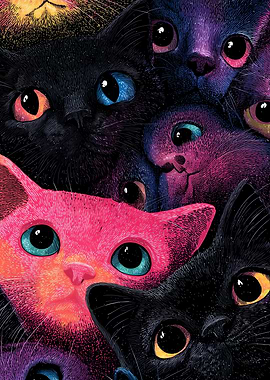Colorful Cats Illustration animal cat