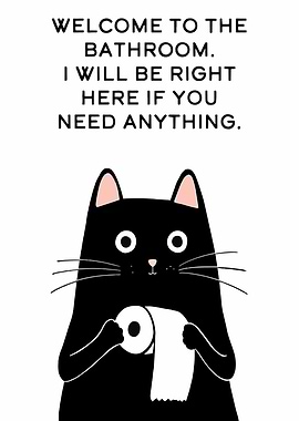 Bathroom Cat with Toilet Paper