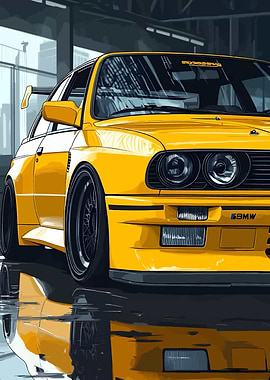 Yellow BMW E30 M3 Illustration