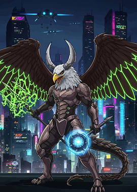 Cyberpunk Eagle Warrior
