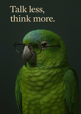Wise Parrot with Glasses – Talk Less, Think More