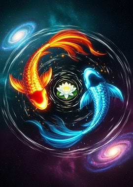 Yin Yang Koi Fish Galaxy