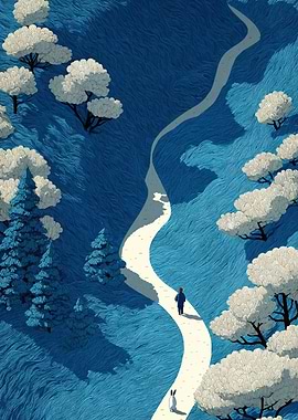 The Winding Path in the Blue Forest