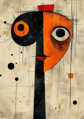 Abstract Portrait in Orange and Black