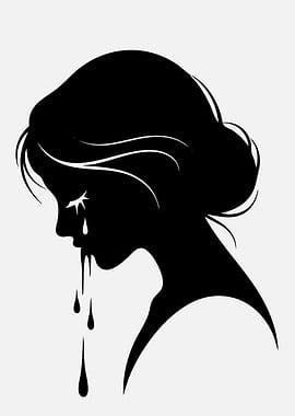 Silhouette of a Crying Woman