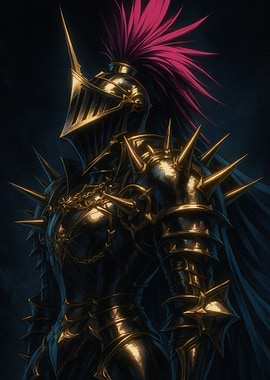 Golden Knight with Pink Plume