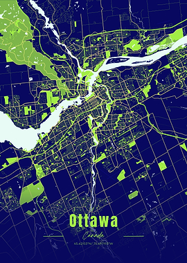 Ottawa Canada City Map Art