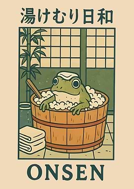 Frog in Onsen Japanese Bath