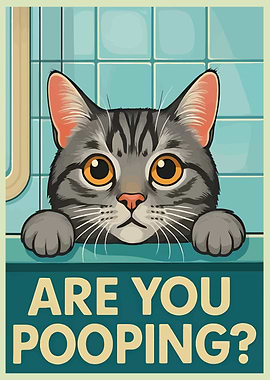 Are You Pooping? Funny Cat Poster