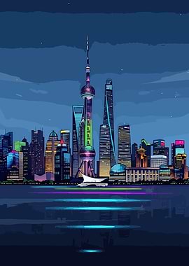Shanghai Skyline at Night