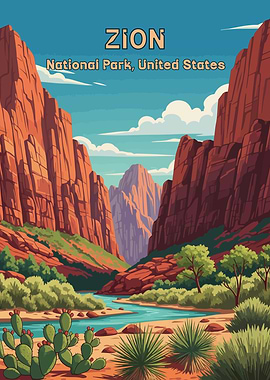 Zion National Park Illustration
