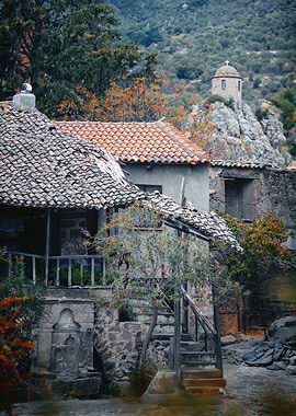 Old Village with Mountain Church, Greek Island