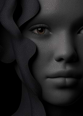 Textured Portrait with Flowing Fabric