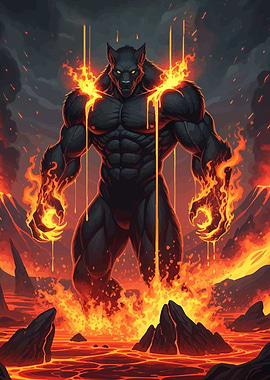 Fiery Werewolf Lava Landscape