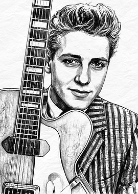 Eddie Cochran Portrait with Guitar