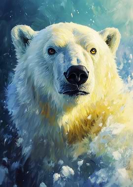 Polar Bear Portrait Painting