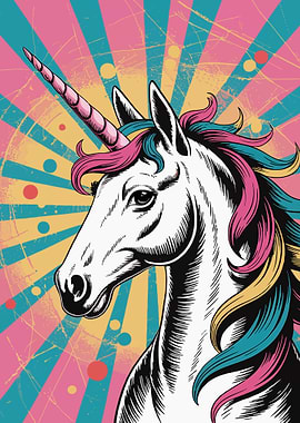 Colorful Unicorn Pop Art Illustration
