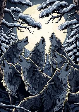 Wolves Howling Moon