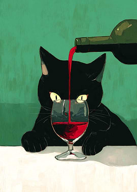 Black Cat Wine Pour