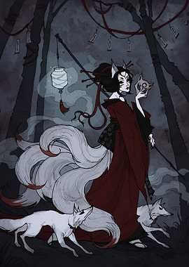 Nine-tailed Fox Spirit in Dark Forest