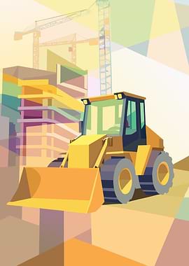 Construction Site with Loader Illustration