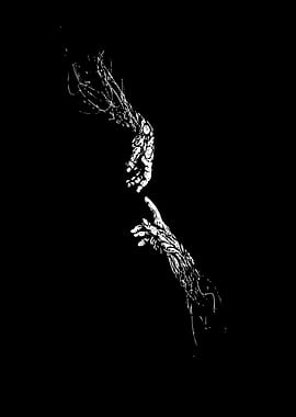 Reaching Hands in Black and White