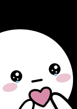 Crying Cartoon Character Holding Heart