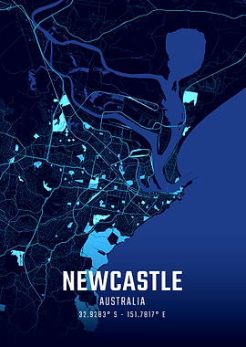 Newcastle Australia Midnight City Map
