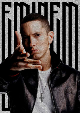 Eminem Portrait with Striped Background
