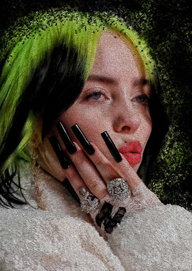 Billie Eilish Portrait with Green Hair