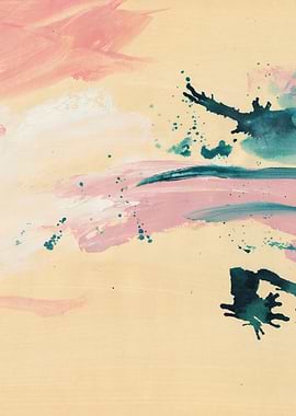 Abstract Painting with Pink and Teal