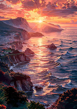 Coastal Sunset Landscape