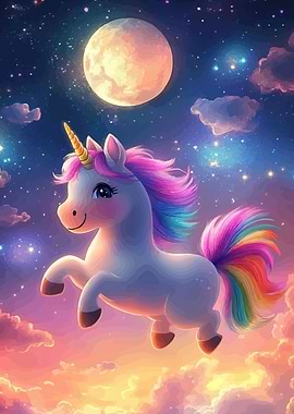 Unicorn Flying Night Sky