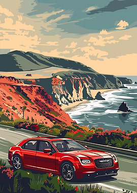 Red Car Coastal Road Trip