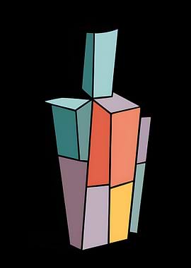 Abstract Geometric Figure on Black Background